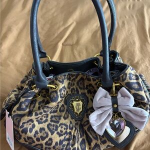 Juicy Couture Leopard Print Women's Bag with Bow Accent and Matching Wallet